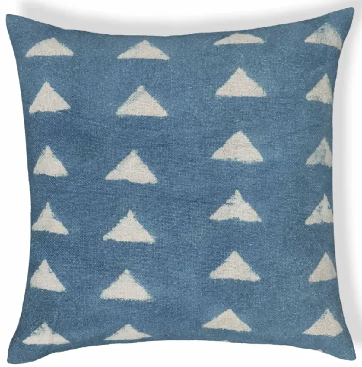 Indigo Triangles Cotton 20" Square Accent Pillow