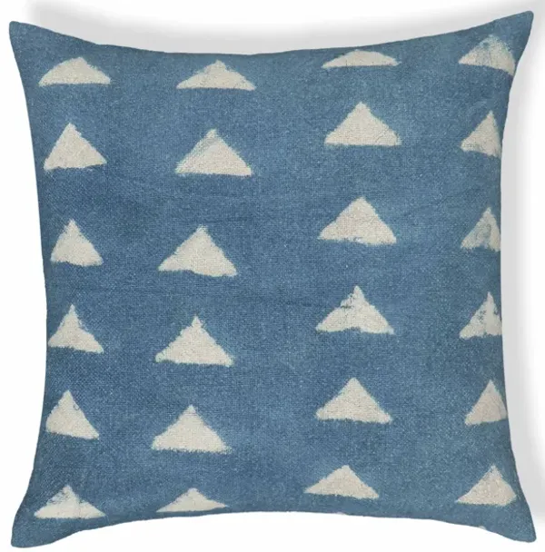 Indigo Triangles Cotton 20" Square Accent Pillow - COVER