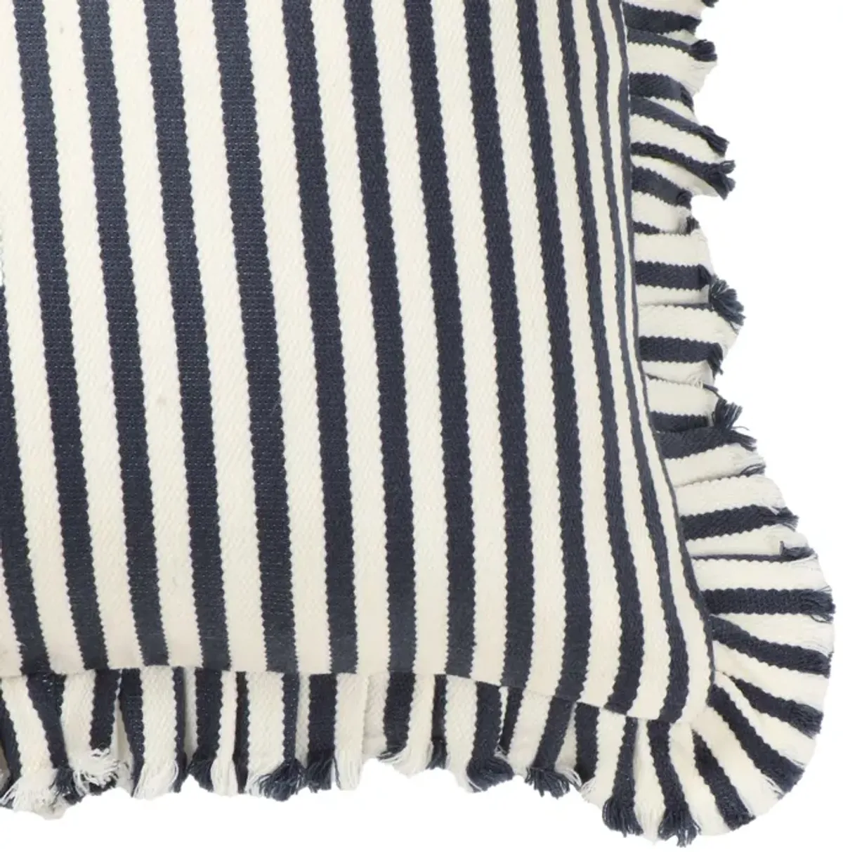 Alessia Navy Striped Ruffle 20 inch Square Accent Pillow