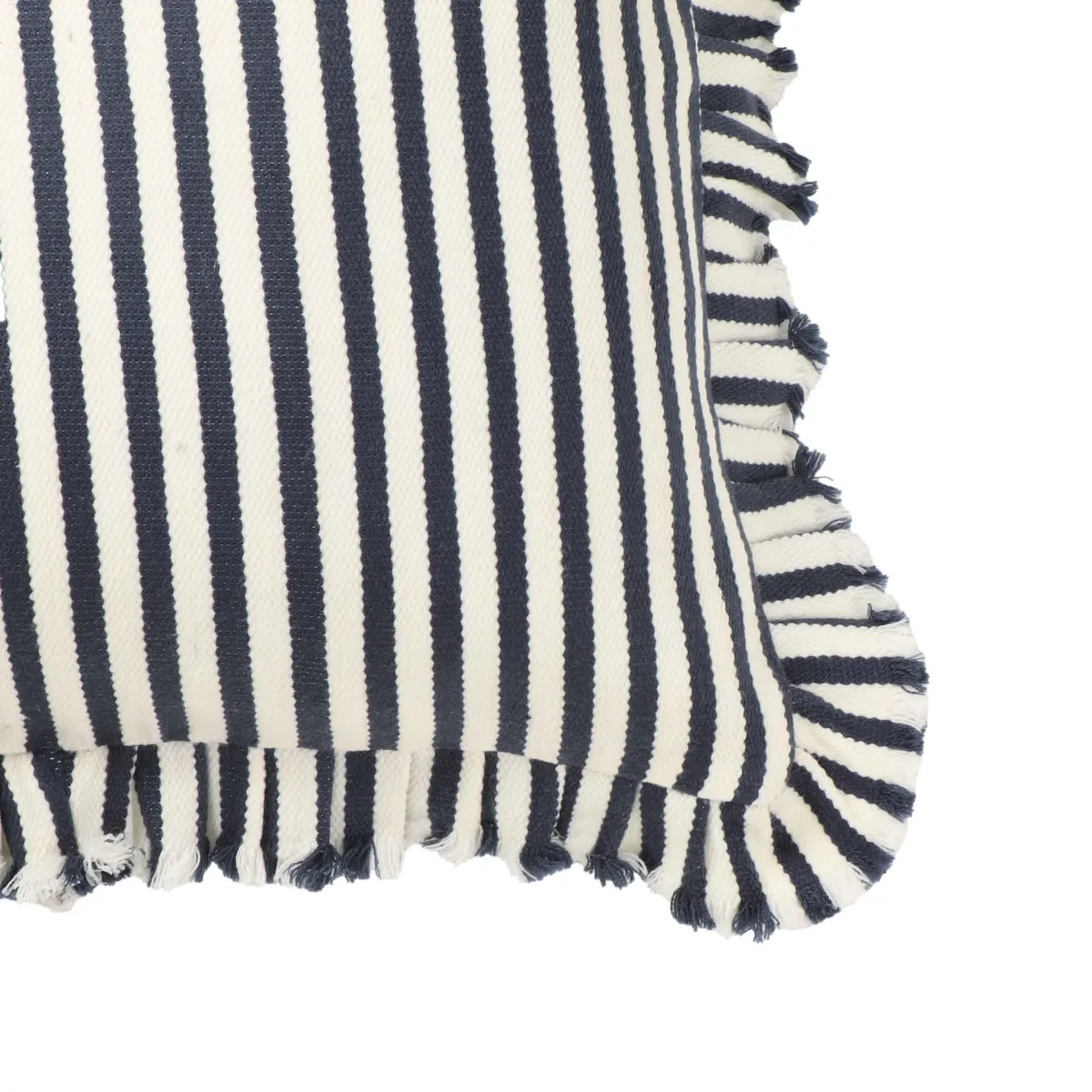 Alessia Navy Striped Ruffle 20" Square Accent Pillow