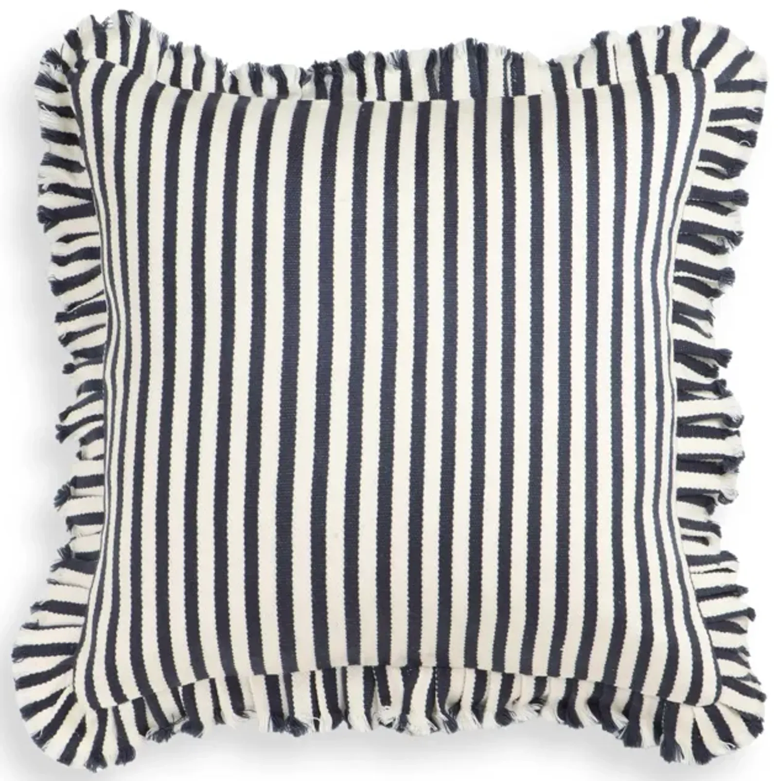 Alessia Navy Striped Ruffle 20" Square Accent Pillow