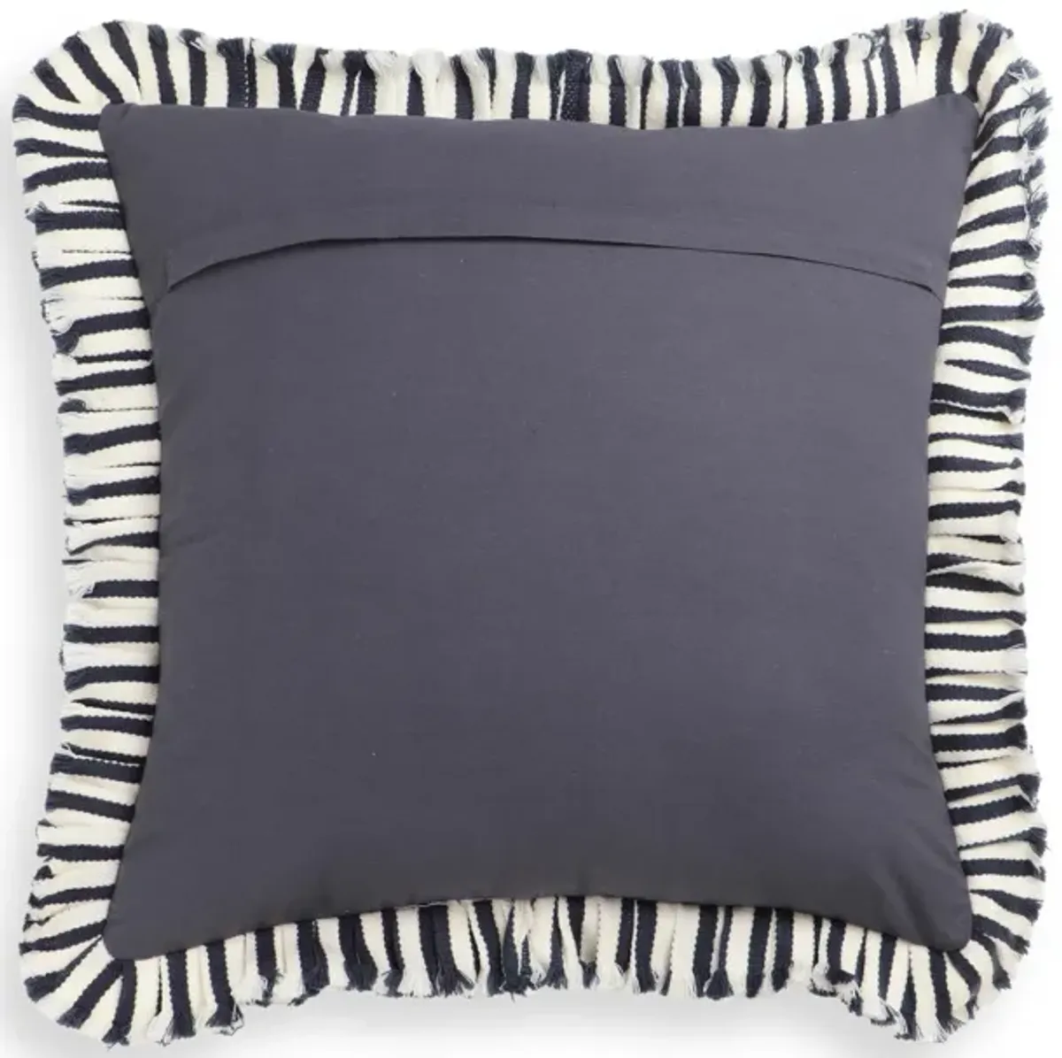 Alessia Navy Striped Ruffle 20 inch Square Accent Pillow - COVER