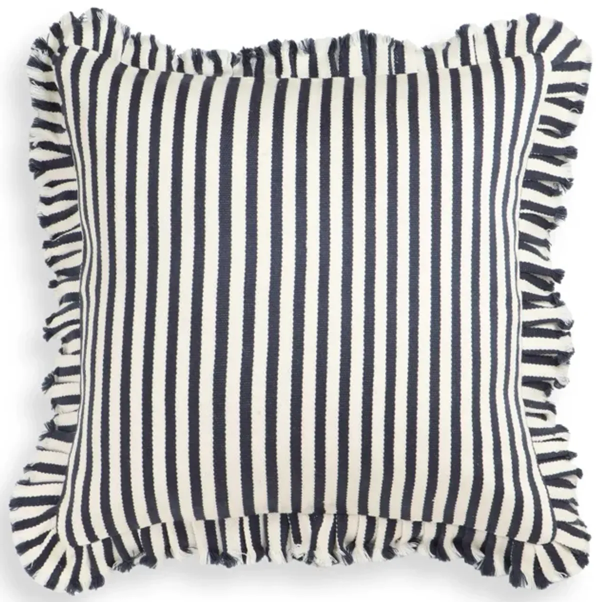 Alessia Navy Striped Ruffle 20" Square Accent Pillow - COVER