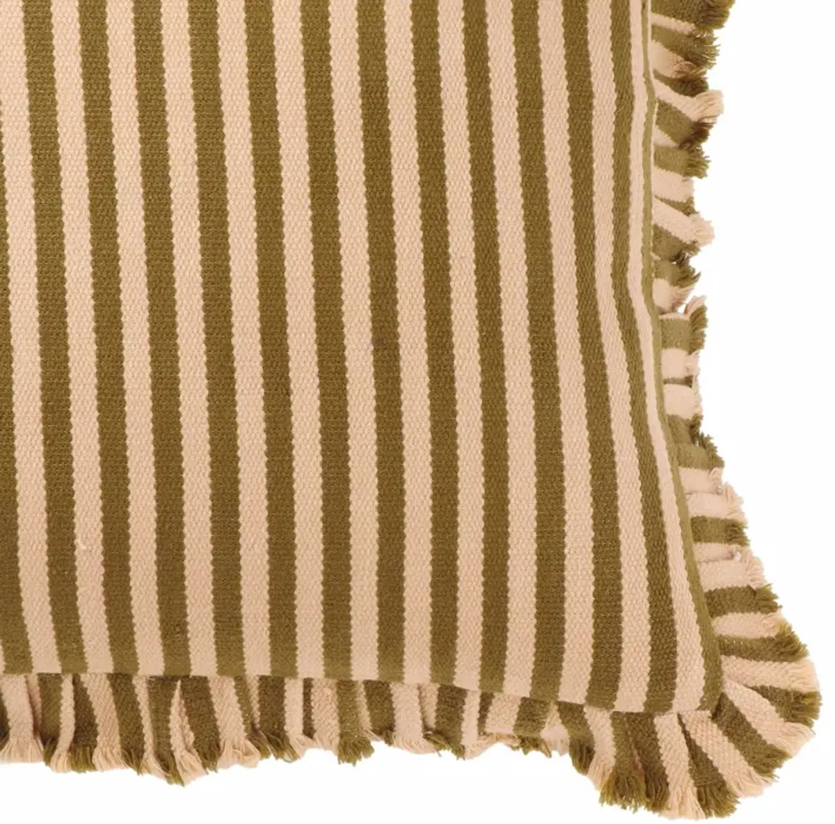 Alessia Taupe Striped Ruffle 20 inch Square Accent Pillow