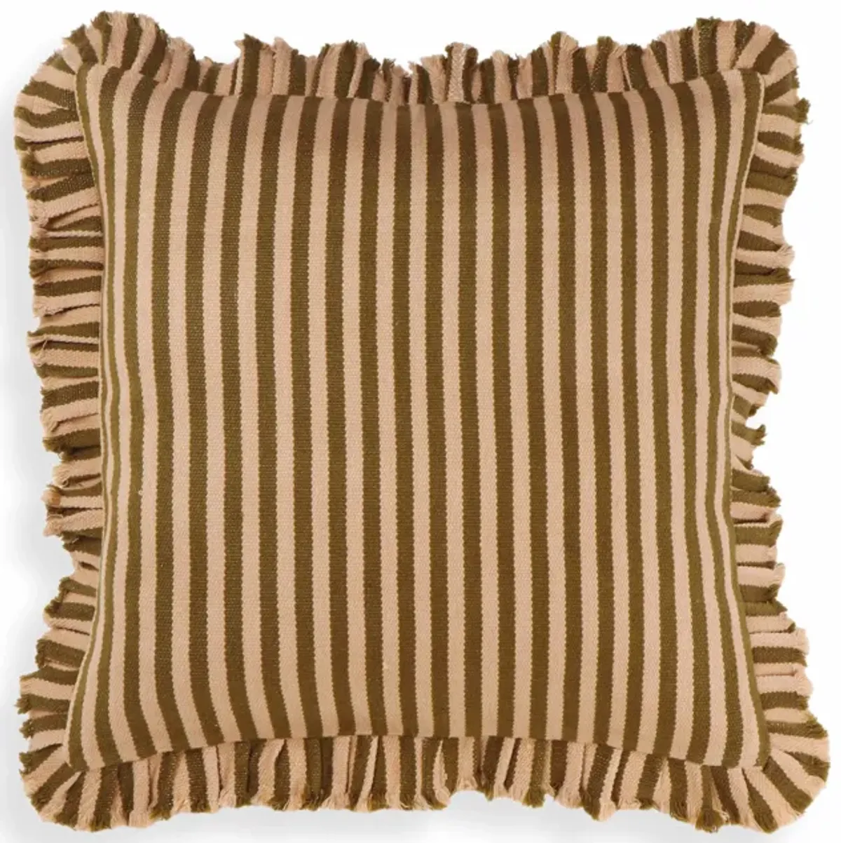 Alessia Taupe Striped Ruffle 20 inch Square Accent Pillow