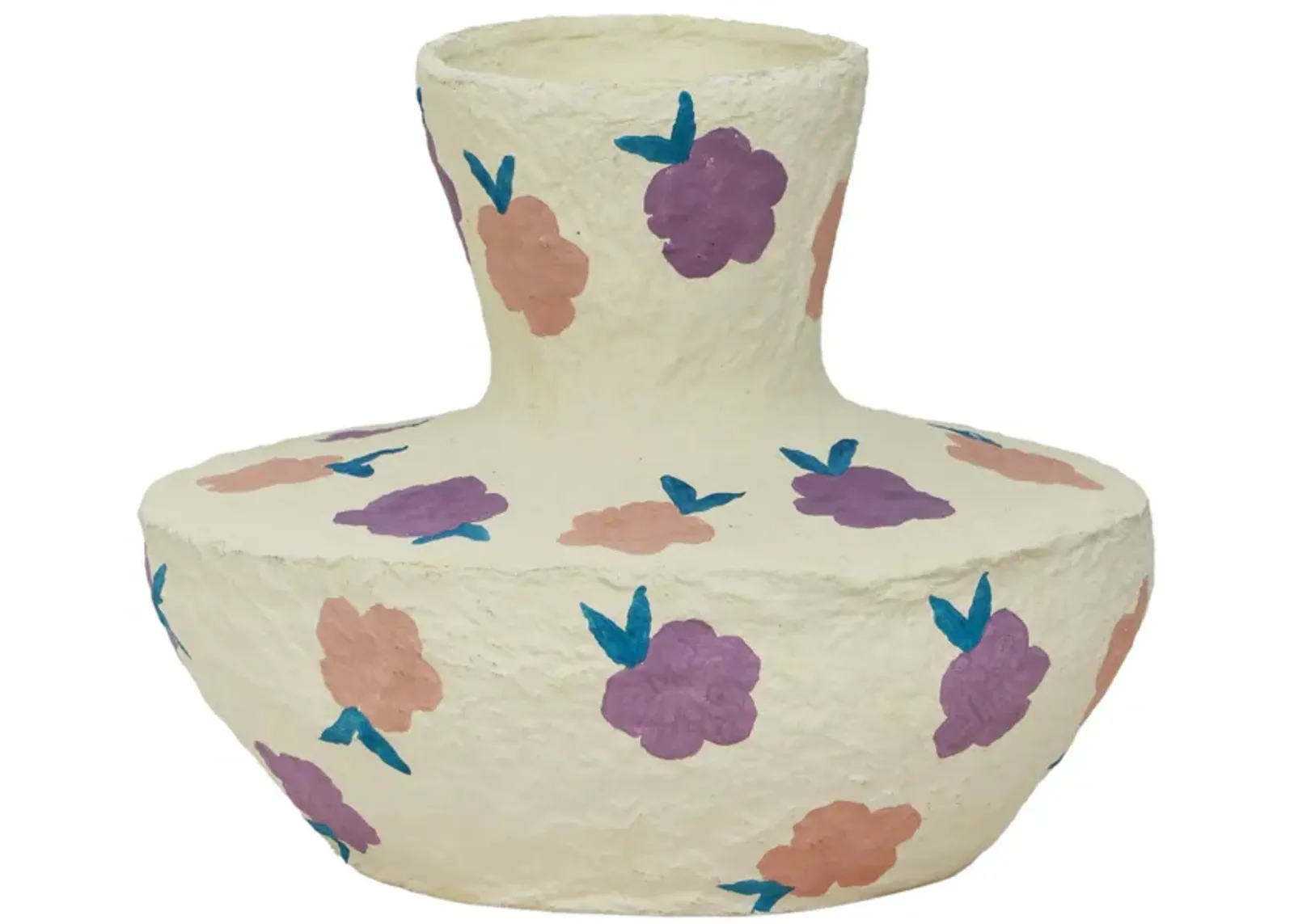 Cotton Mache Vase in Spring Blossoms