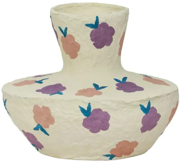 Cotton Mache Vase in Spring Blossoms