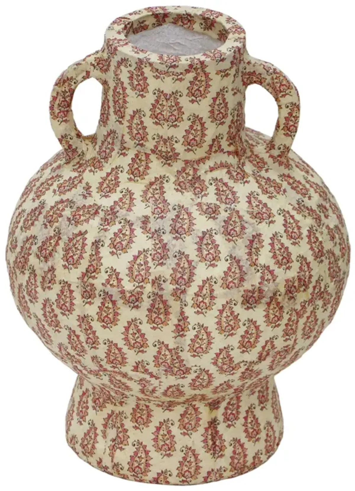 Cotton Mache Vase in Peach Paisley