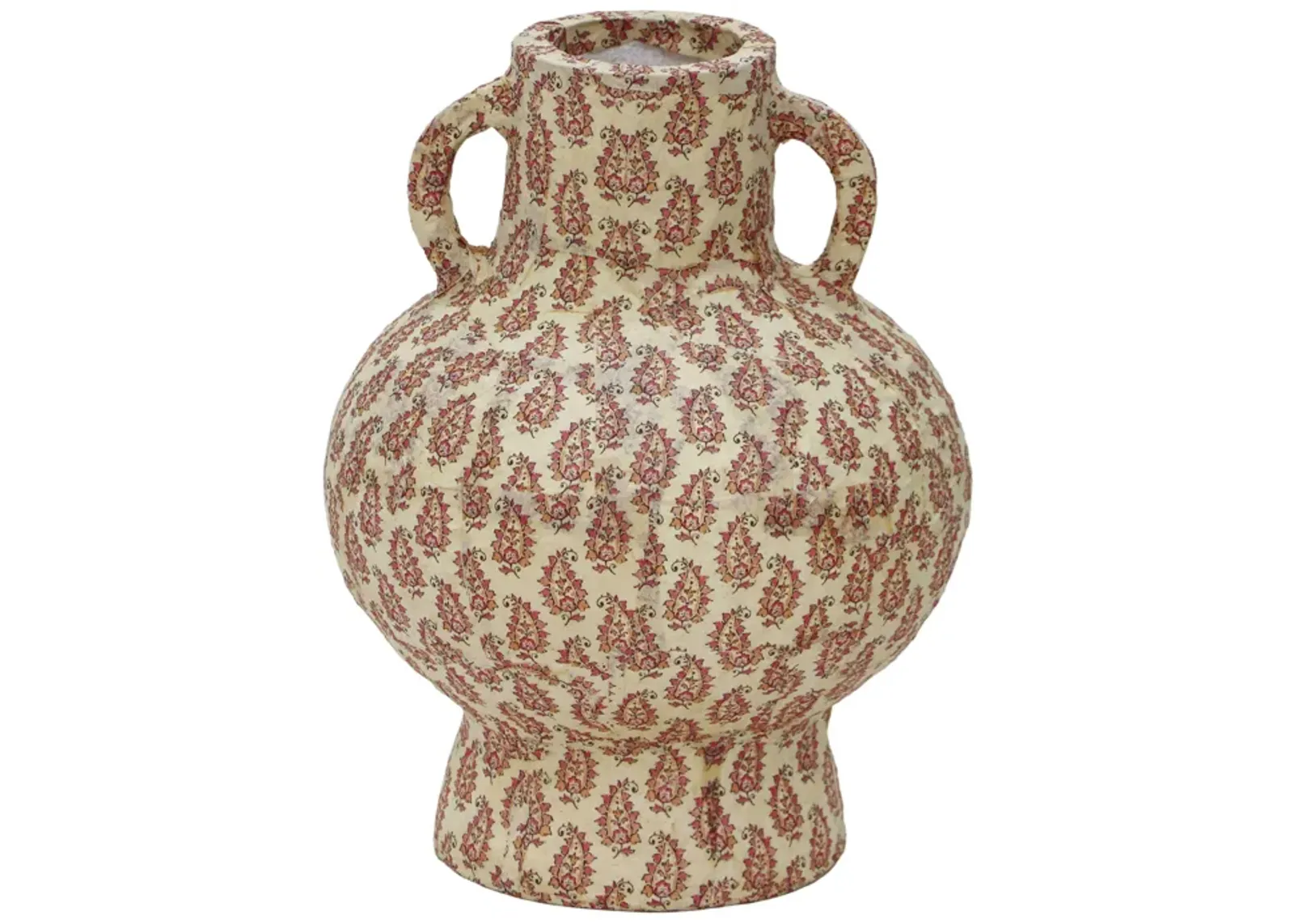 Cotton Mache Vase in Peach Paisley