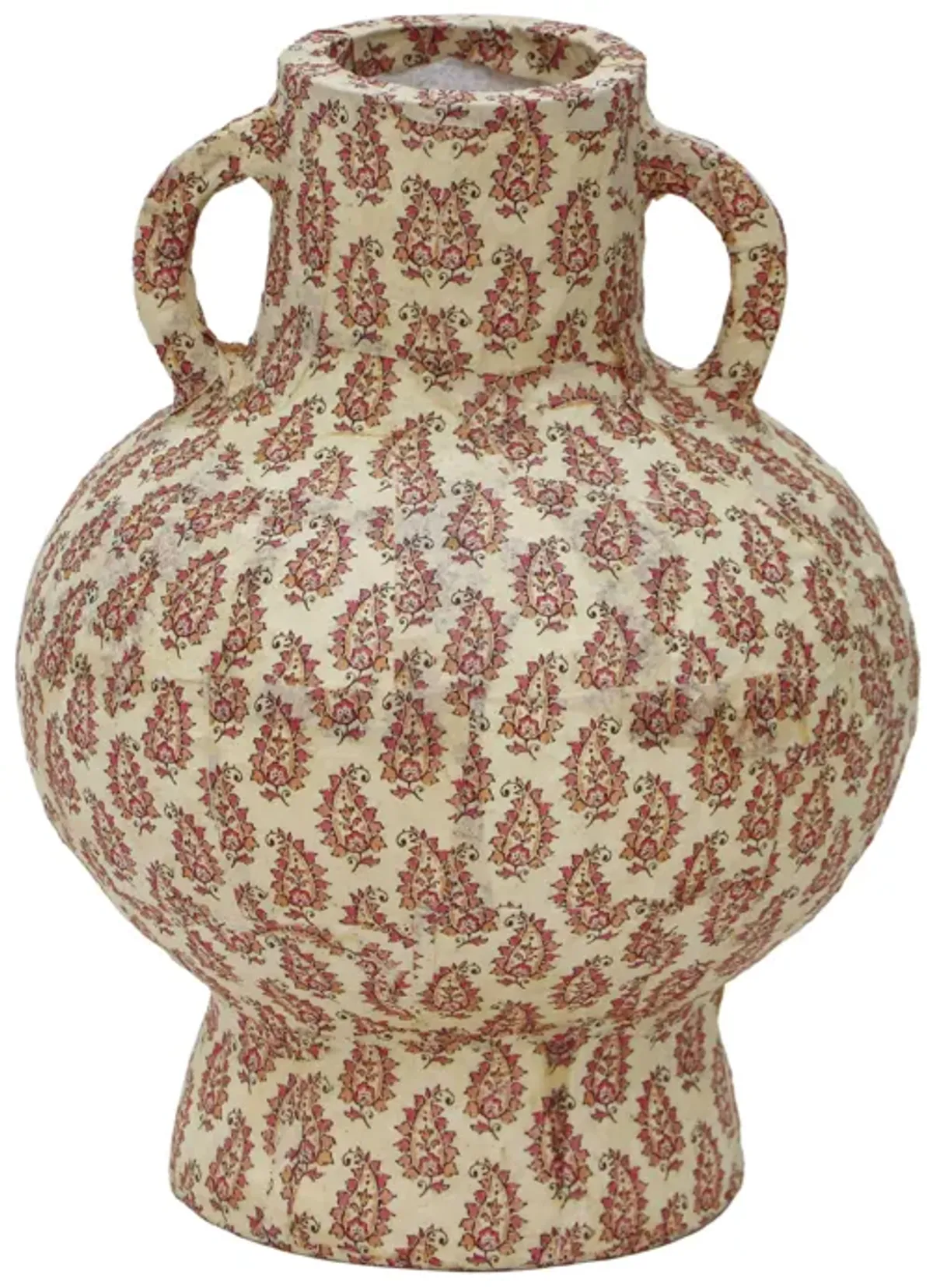 Cotton Mache Vase in Peach Paisley