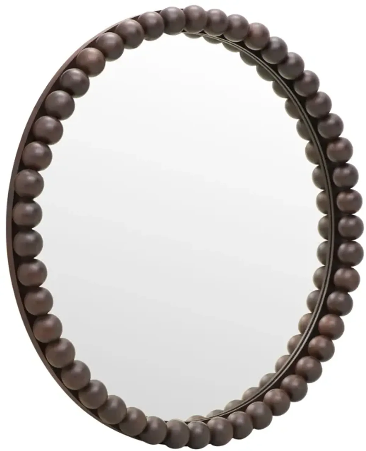 Baria Walnut Finish Round Wall Mirror
