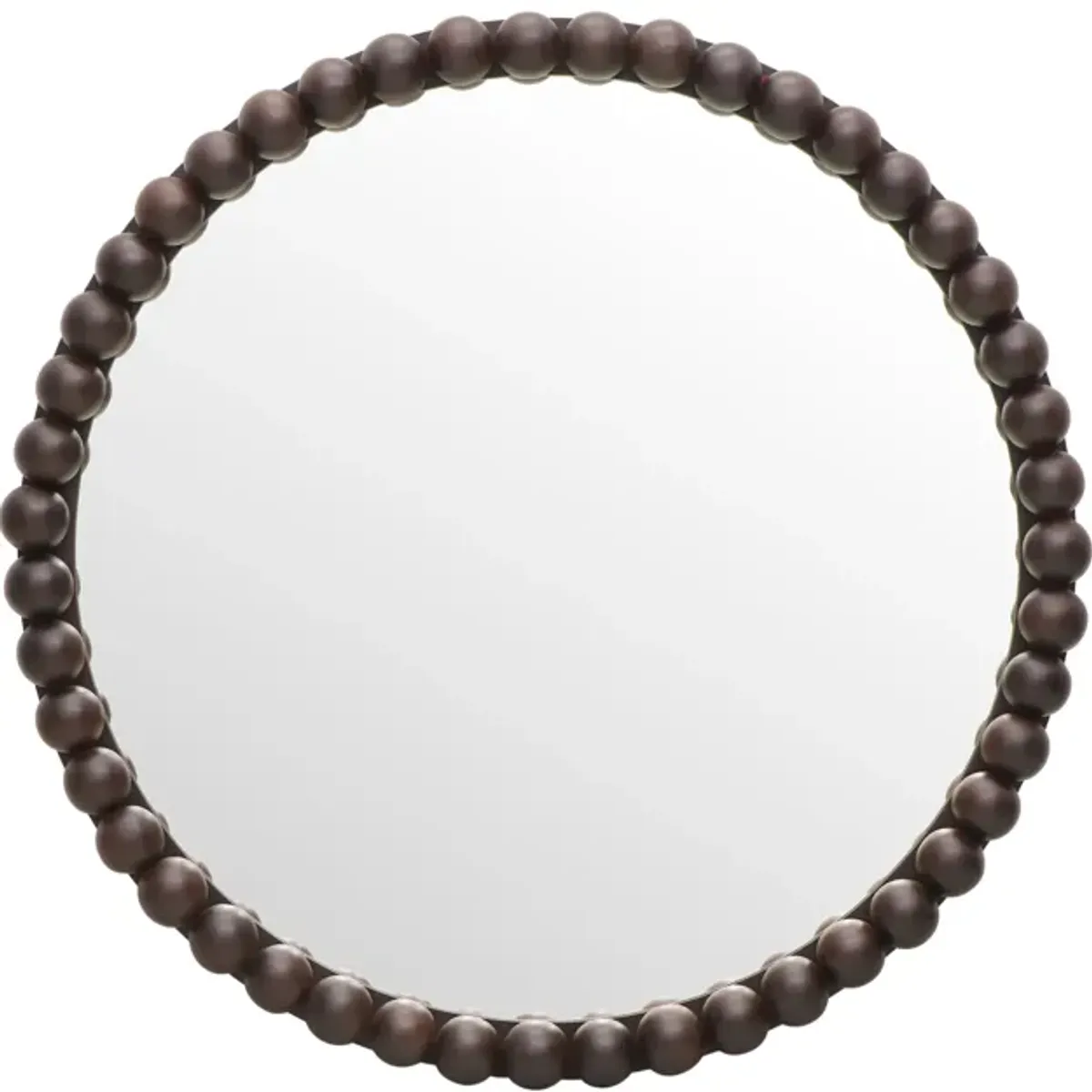 Baria Walnut Finish Round Wall Mirror