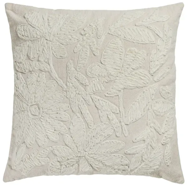 Tabitha Cream 20" Square Embroidered Throw Pillow - (COVER)