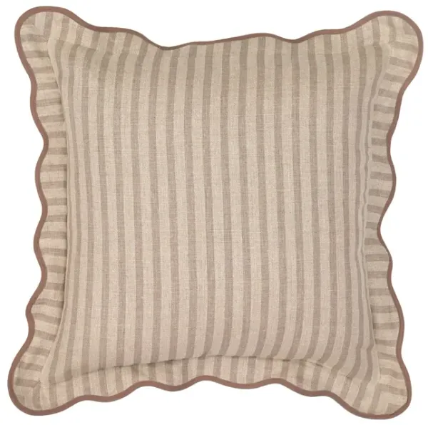 Rose Taupe Striped Linen Accent Cushion - COVER