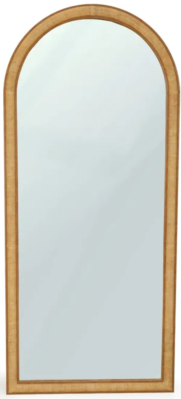 Arch Natural Raffia Designer Floor Mirror