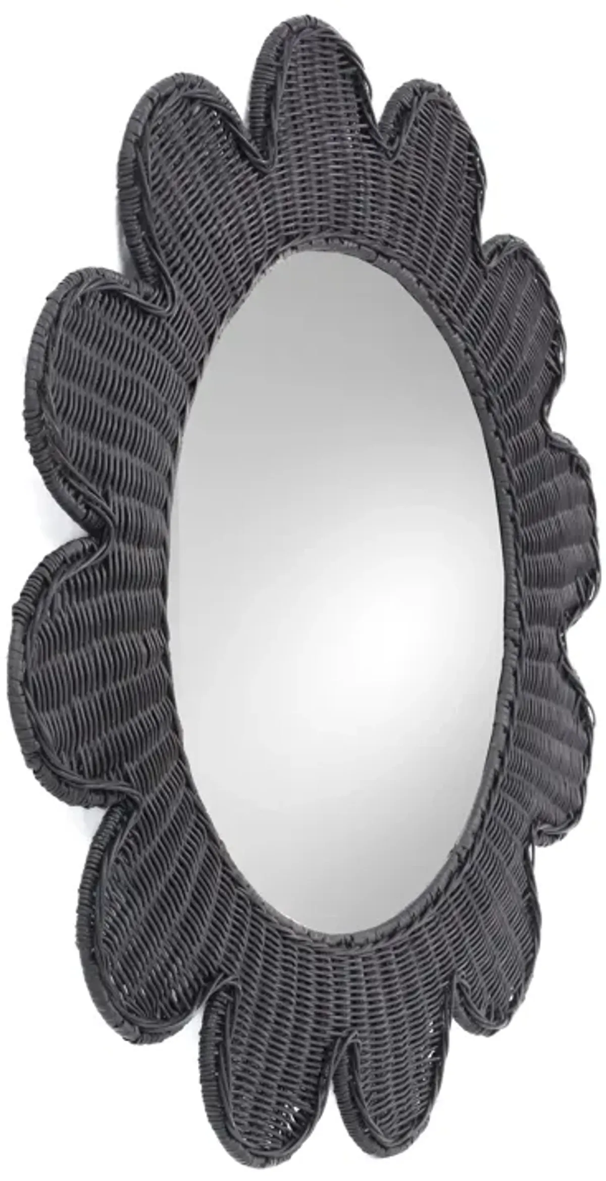 Coralie Black Rattan Round Mirror