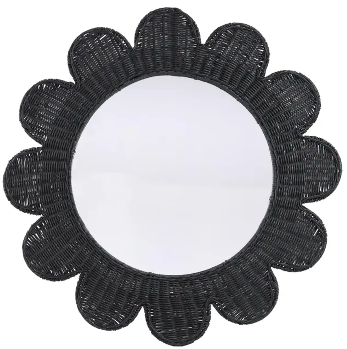 Coralie Black Rattan Round Mirror