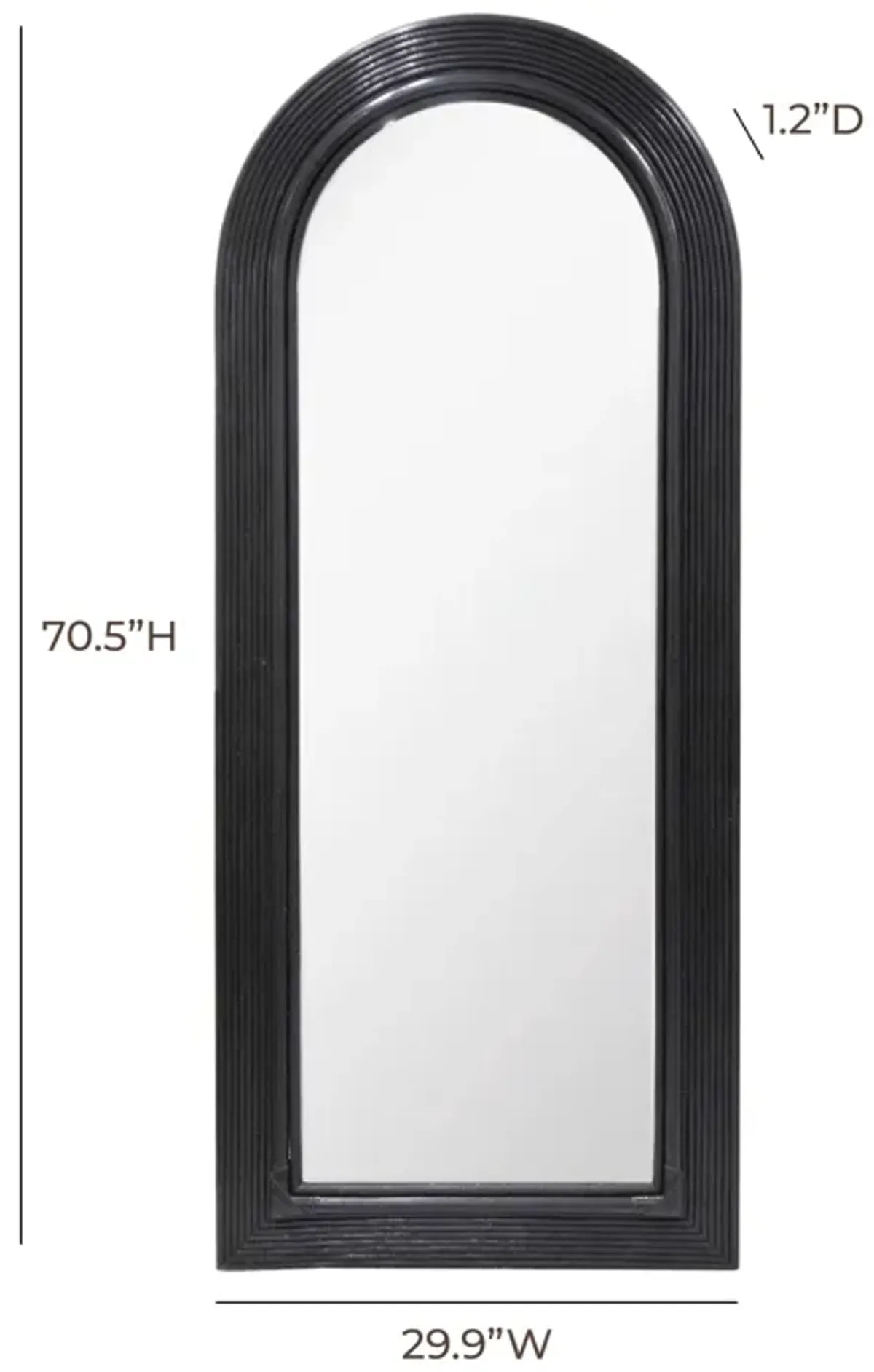 Tanya Black Rattan 70" Floor Mirror