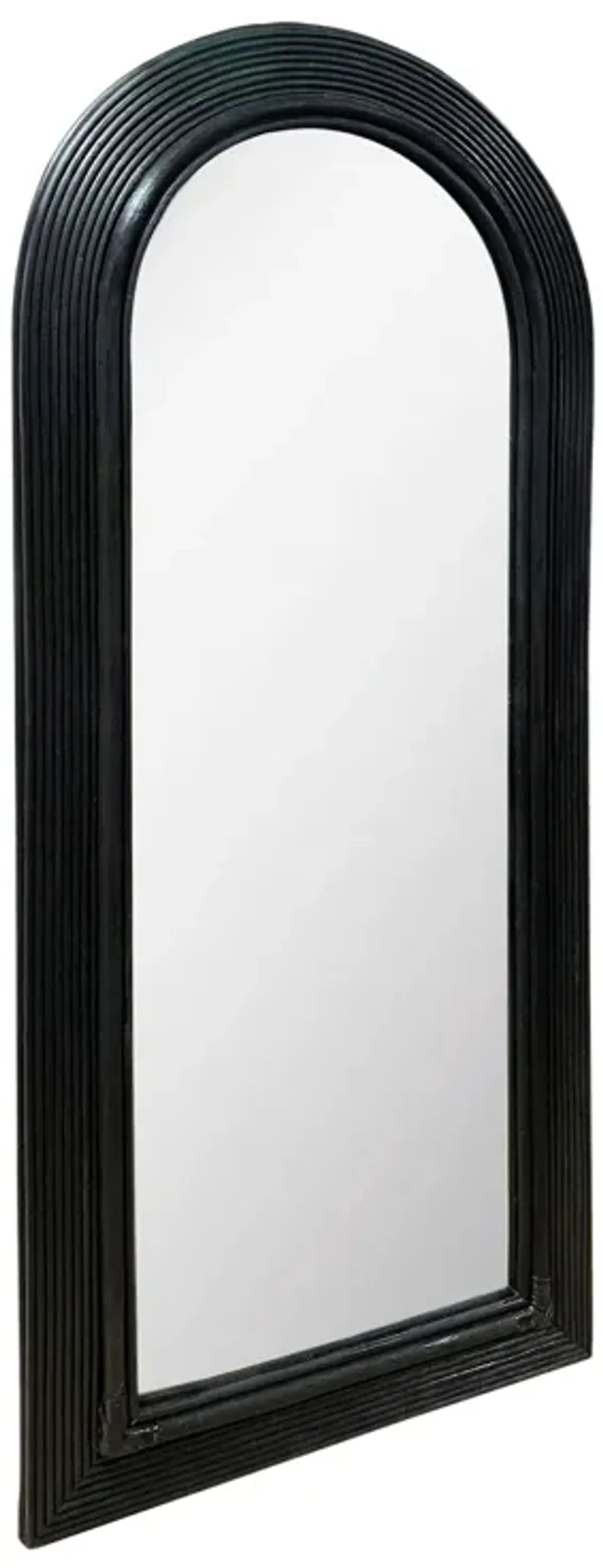 Tanya Black Rattan 70" Floor Mirror