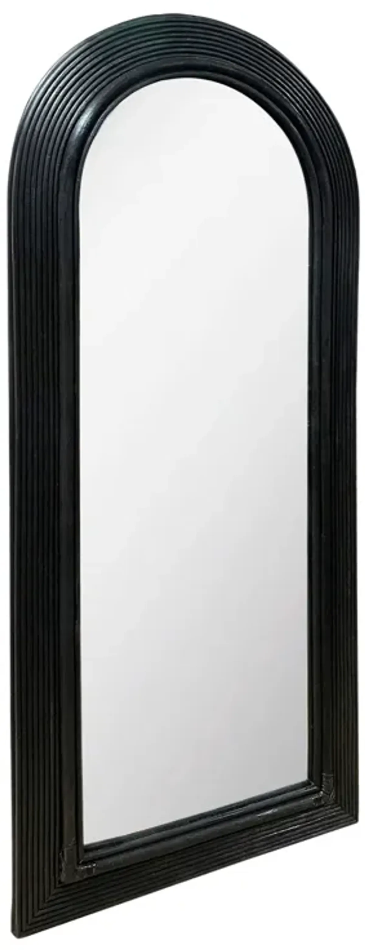 Tanya Black Rattan 70 inch Floor Mirror