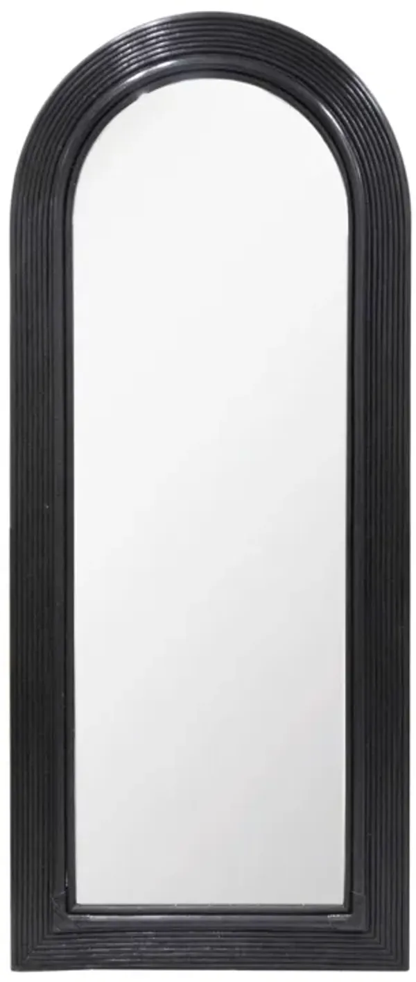 Tanya Black Rattan 70 inch Floor Mirror