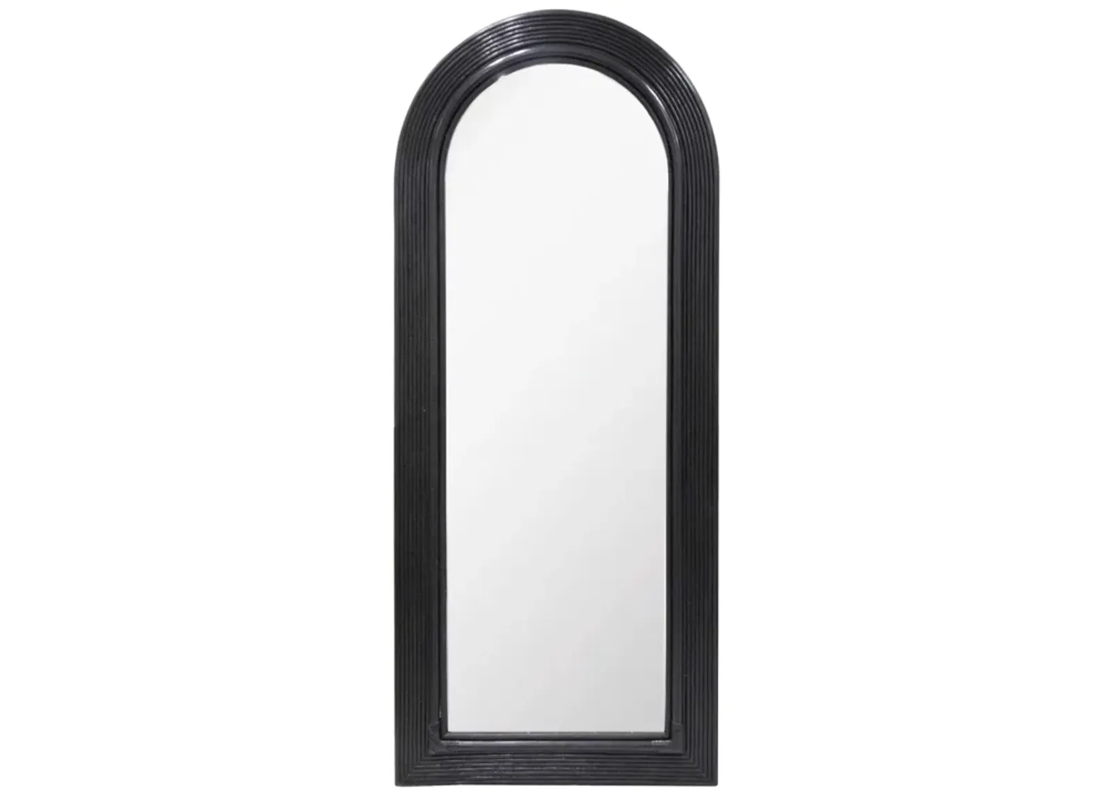 Tanya Black Rattan 70" Floor Mirror