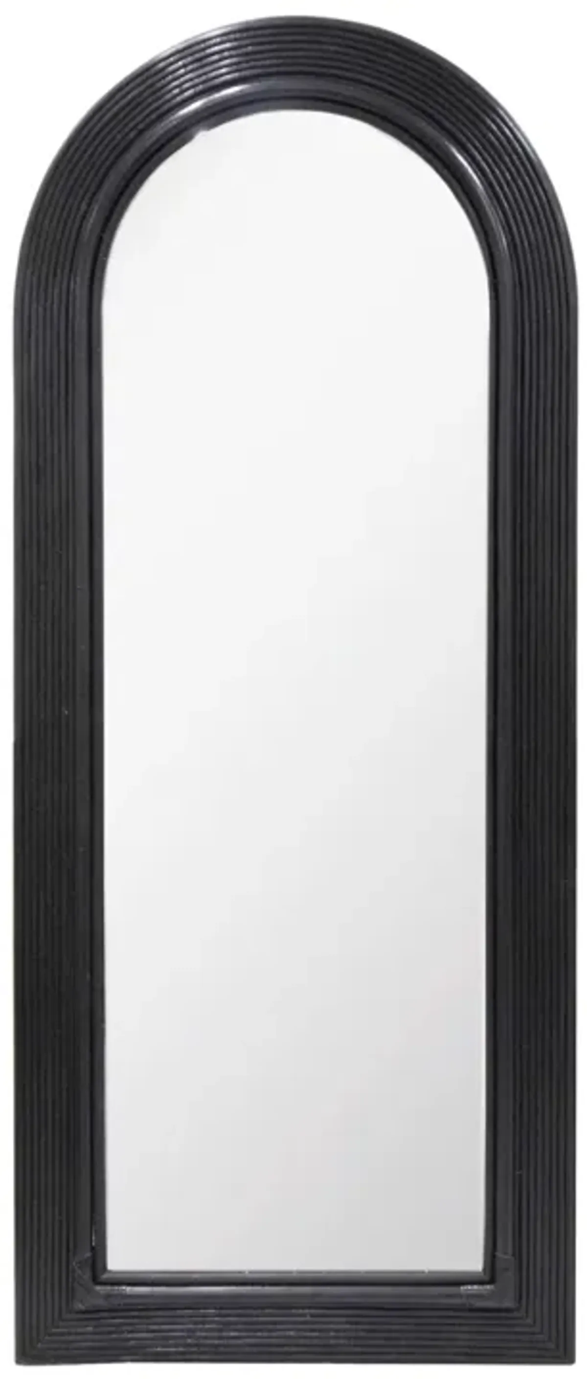 Tanya Black Rattan 70" Floor Mirror