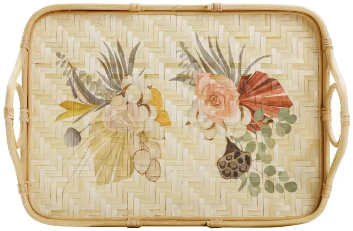 Corey Floral Bamboo Tray