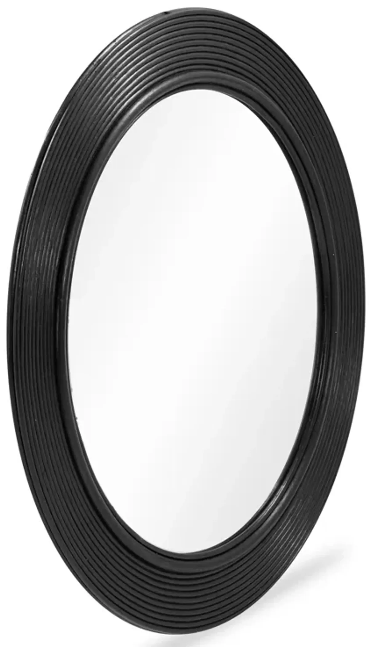 Tanya Black Rattan Round Wall Mirror