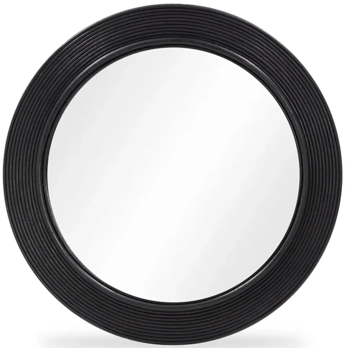 Tanya Black Rattan Round Wall Mirror