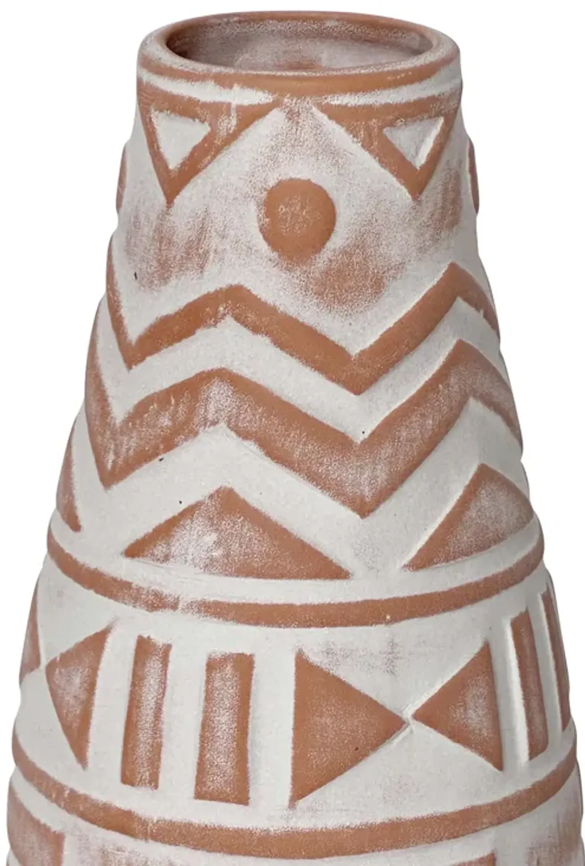 Earthenware Aztec Teardrop Flower Vase in Terracotta