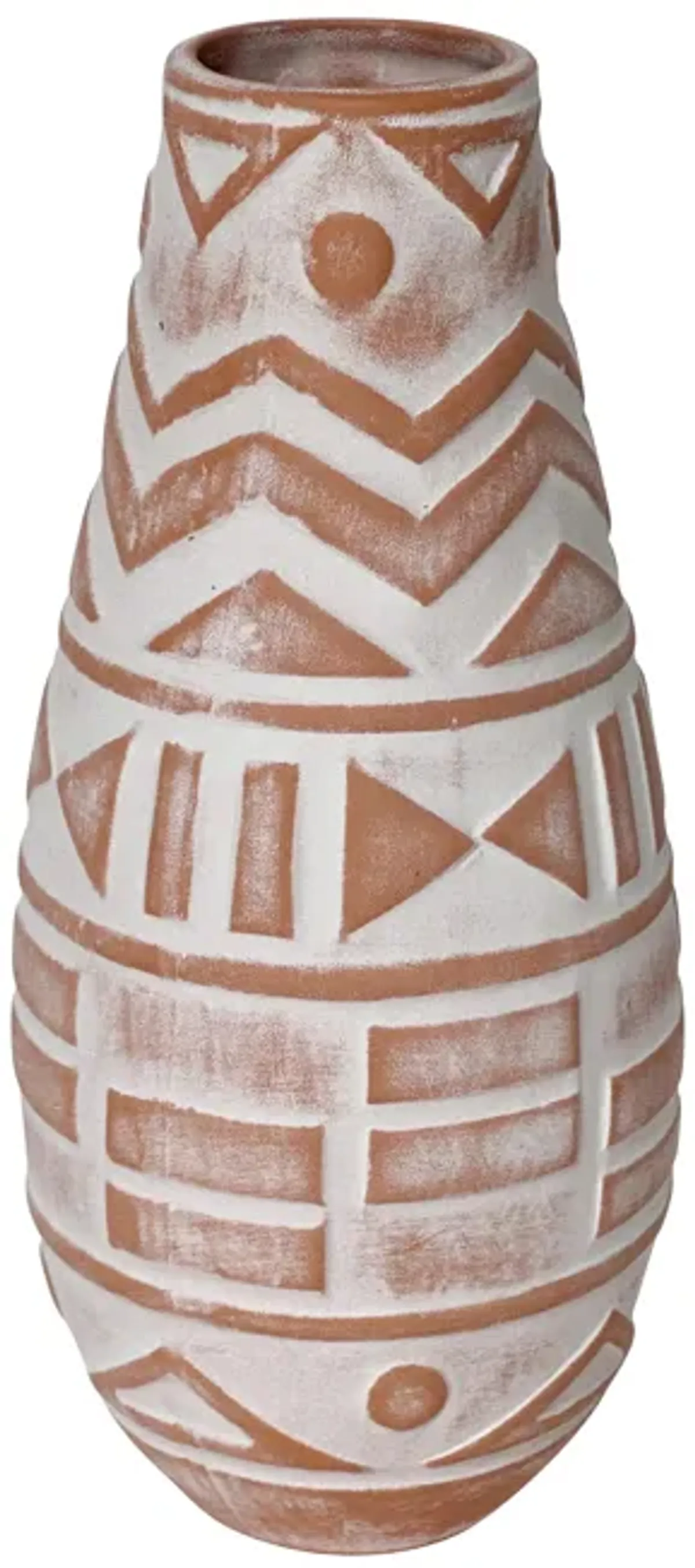 Earthenware Aztec Teardrop Flower Vase in Terracotta