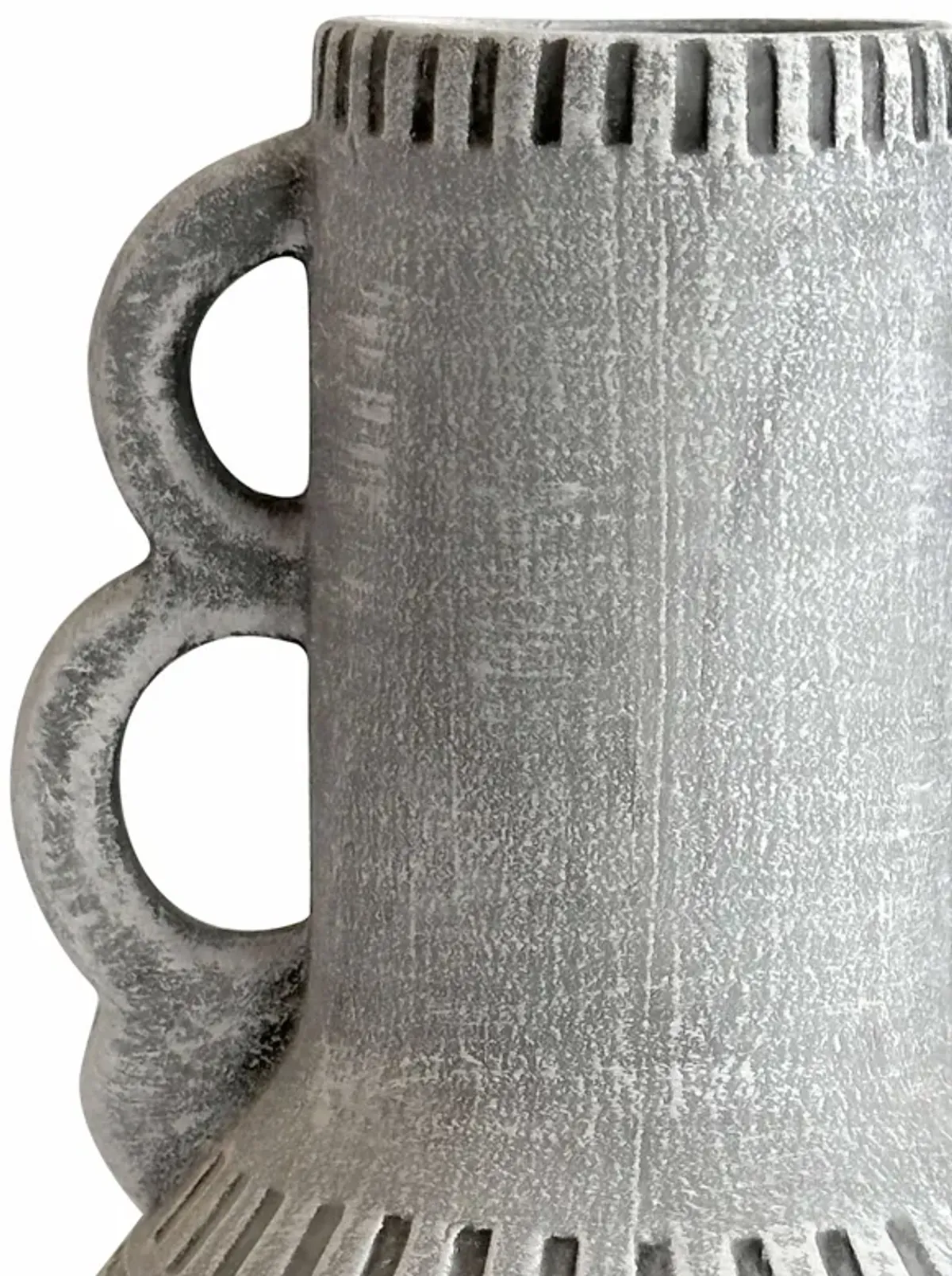 Earthenware Aztec Handled Flower Vase in Slate