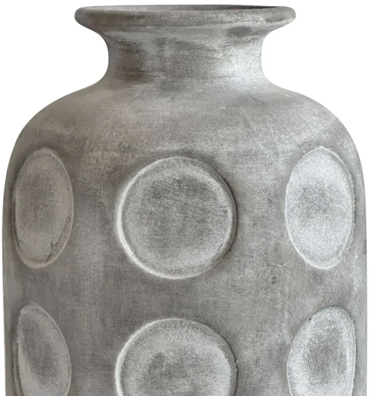Earthenware Aztec Tub Flower Vase in Grey