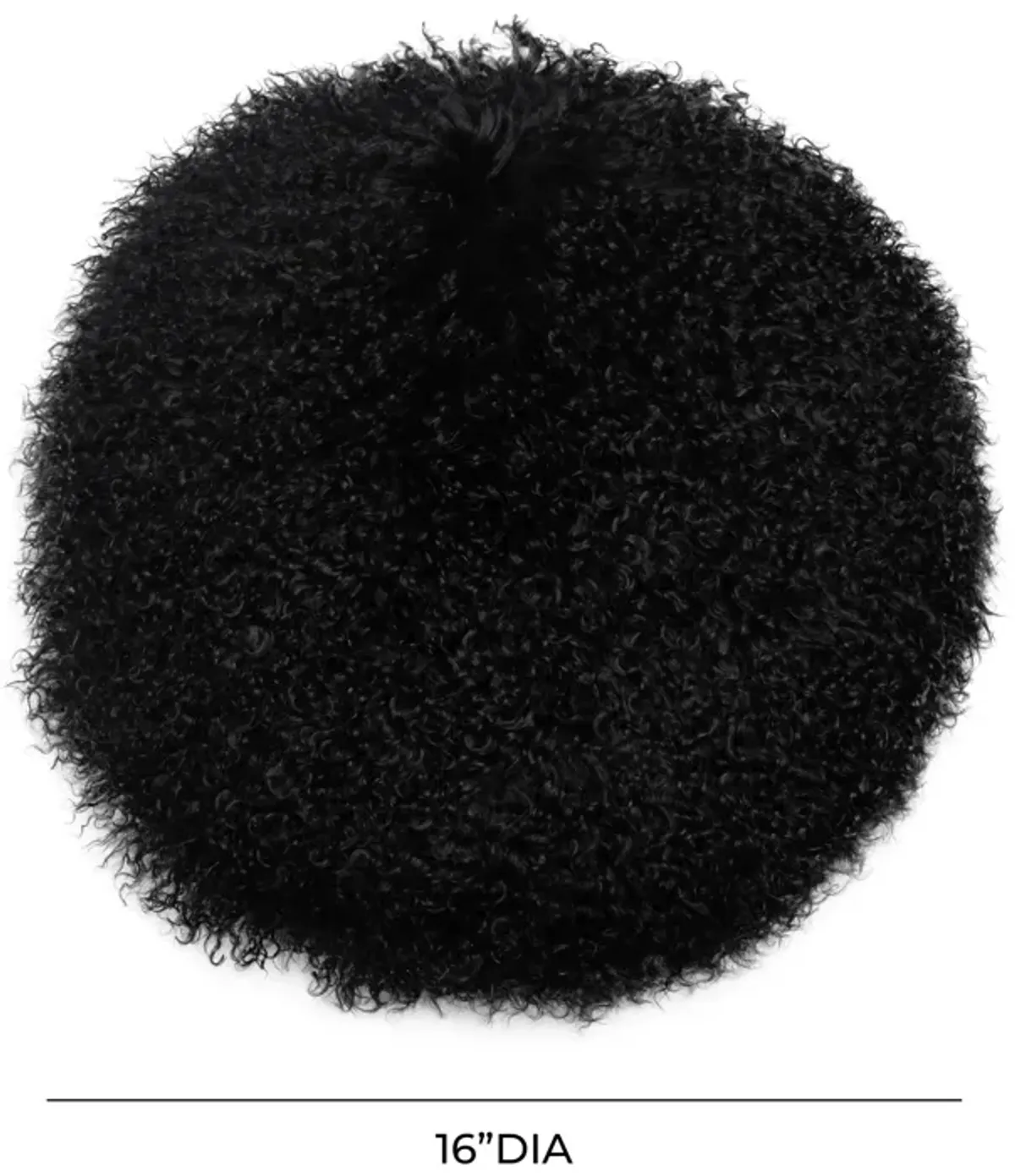 New Zealand Black Sheepskin 16 Inch Round Pillow