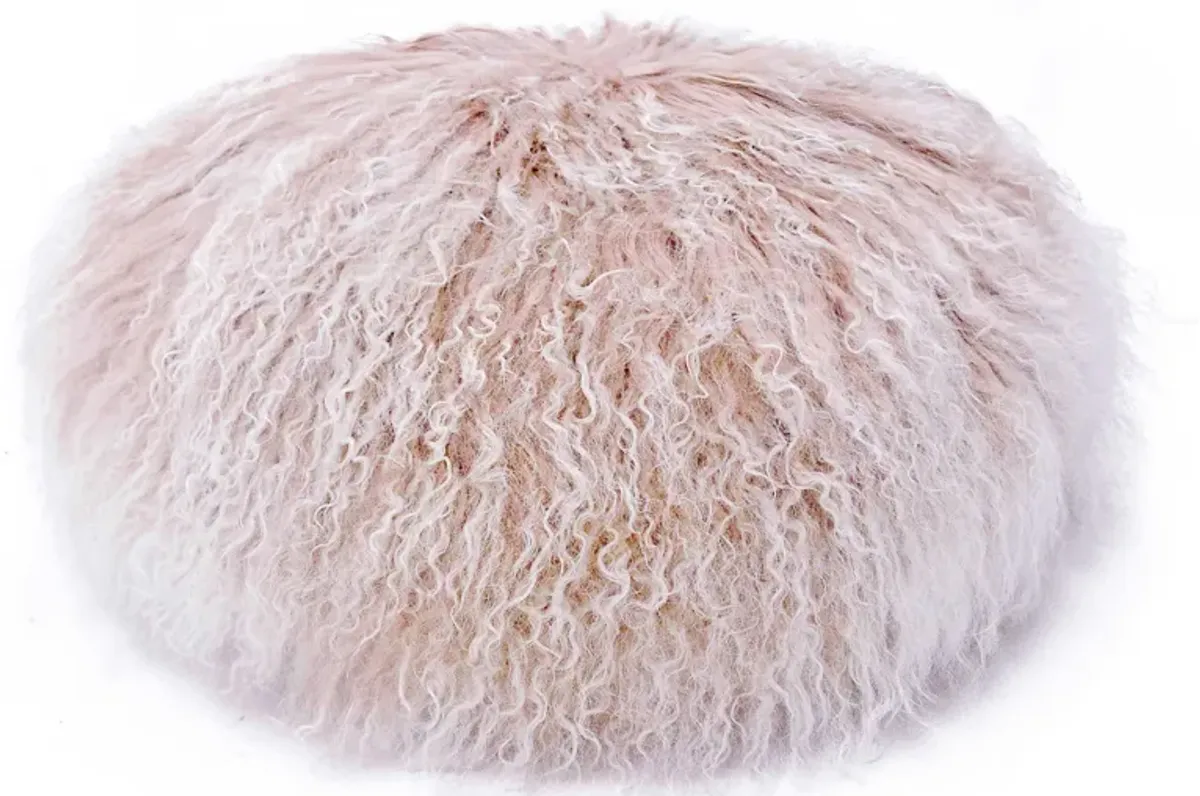 Ruby 16 Inch Genuine Tibetan Lamb Fur Round Pillow