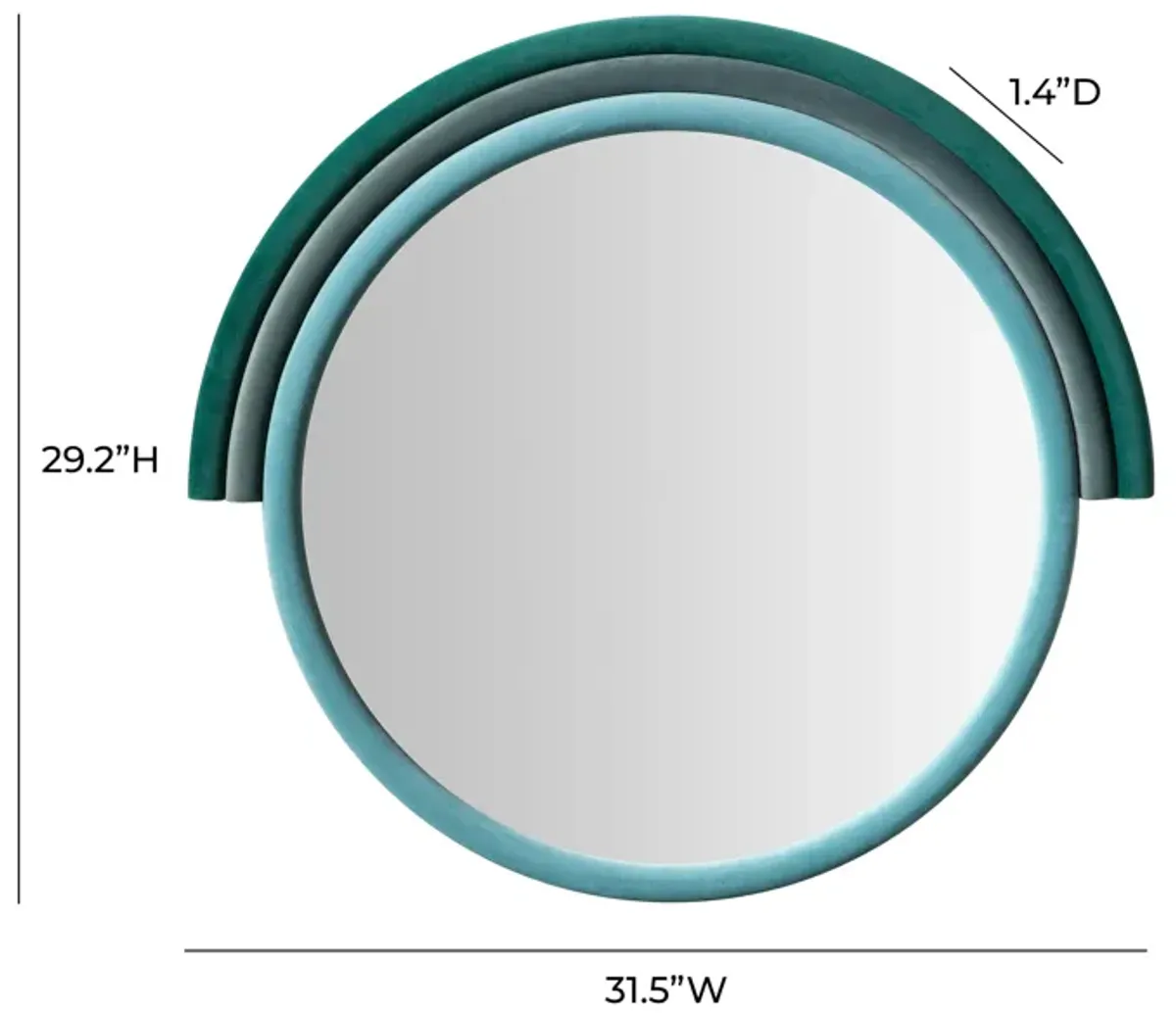 Lally Aqua Velvet Round Wall Mirror