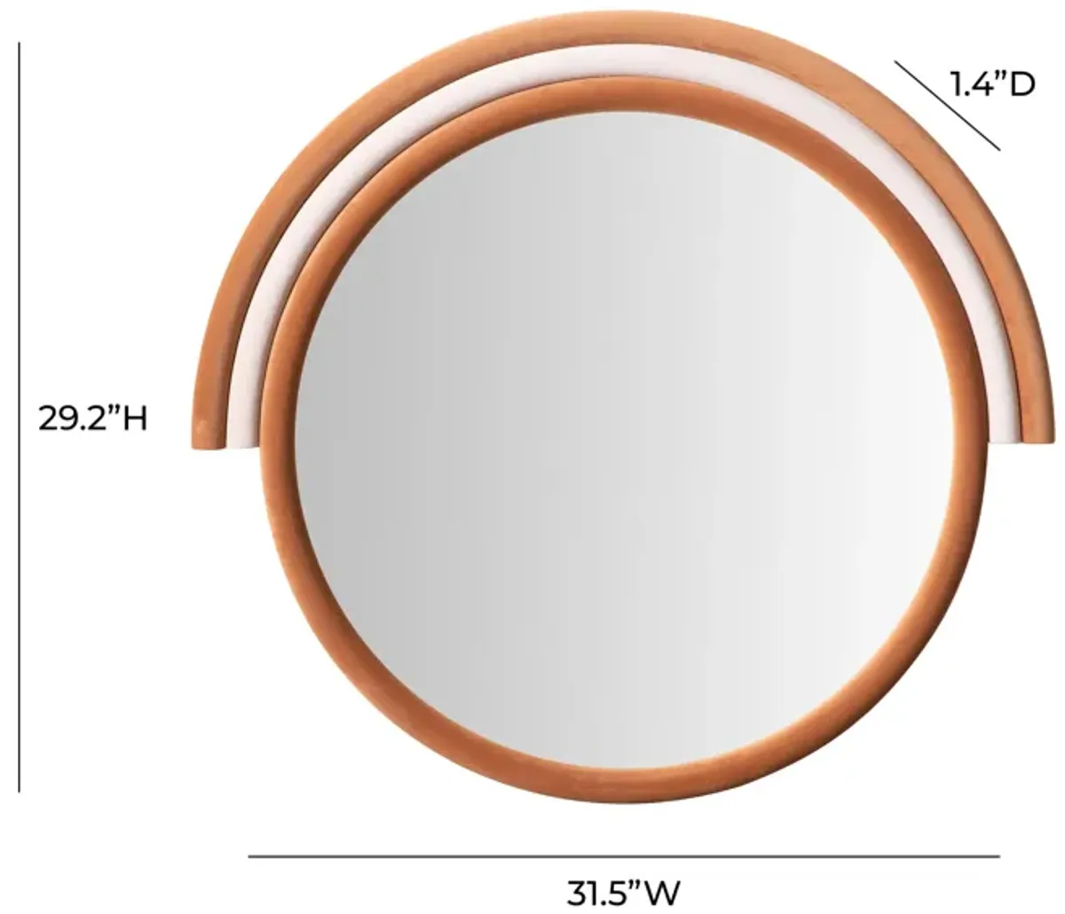 Lally Terracotta Velvet Round Wall Mirror