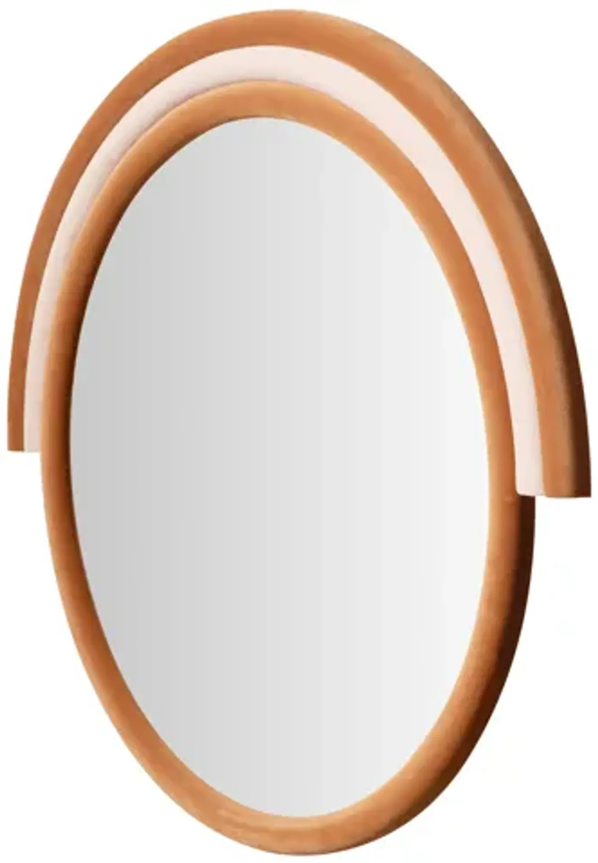 Lally Terracotta Velvet Round Wall Mirror