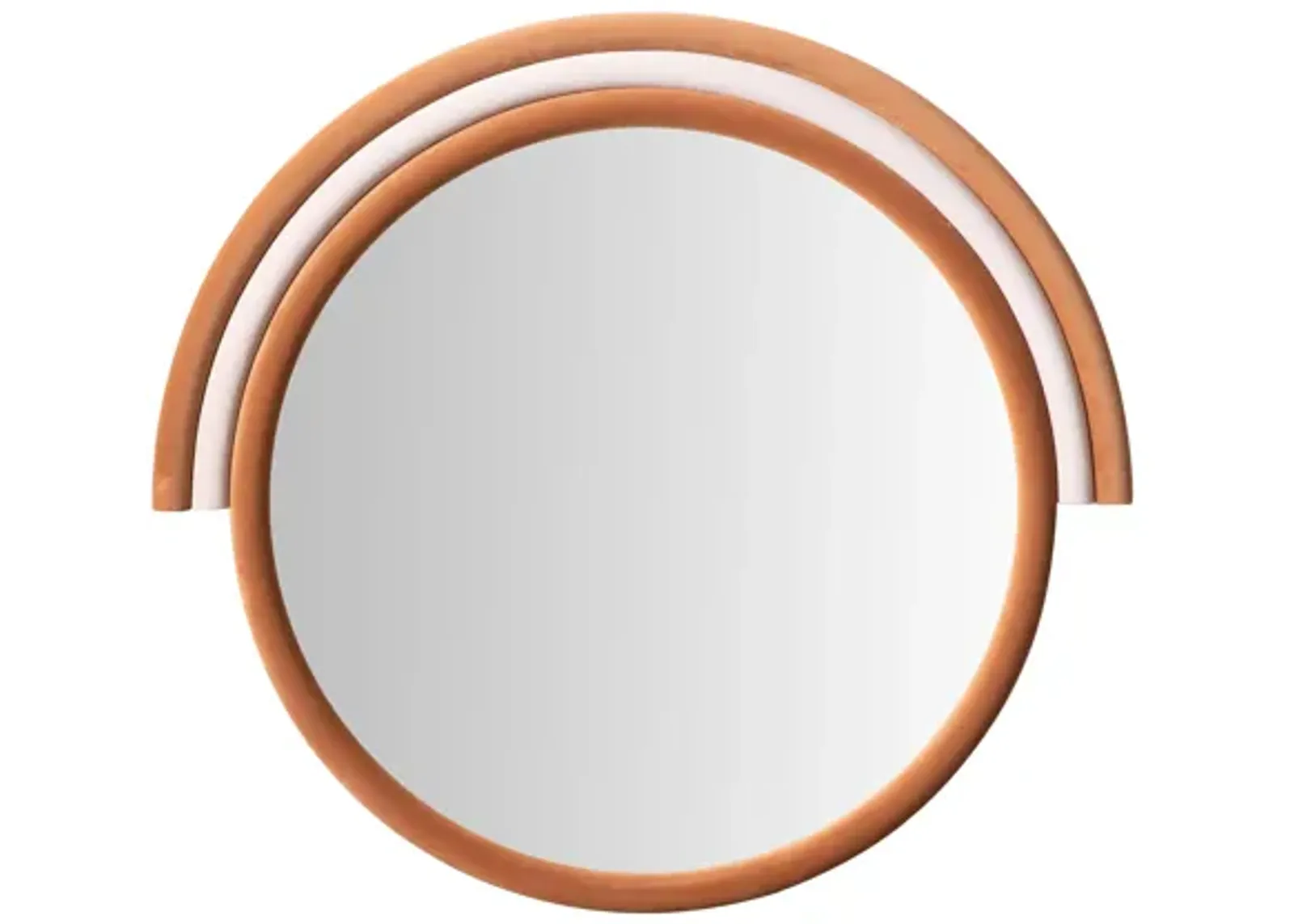 Lally Terracotta Velvet Round Wall Mirror