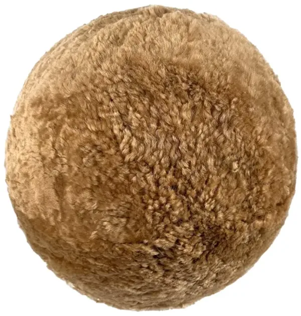 New Zealand Brown Genuine Sheepskin 8 inch Ball Pillow