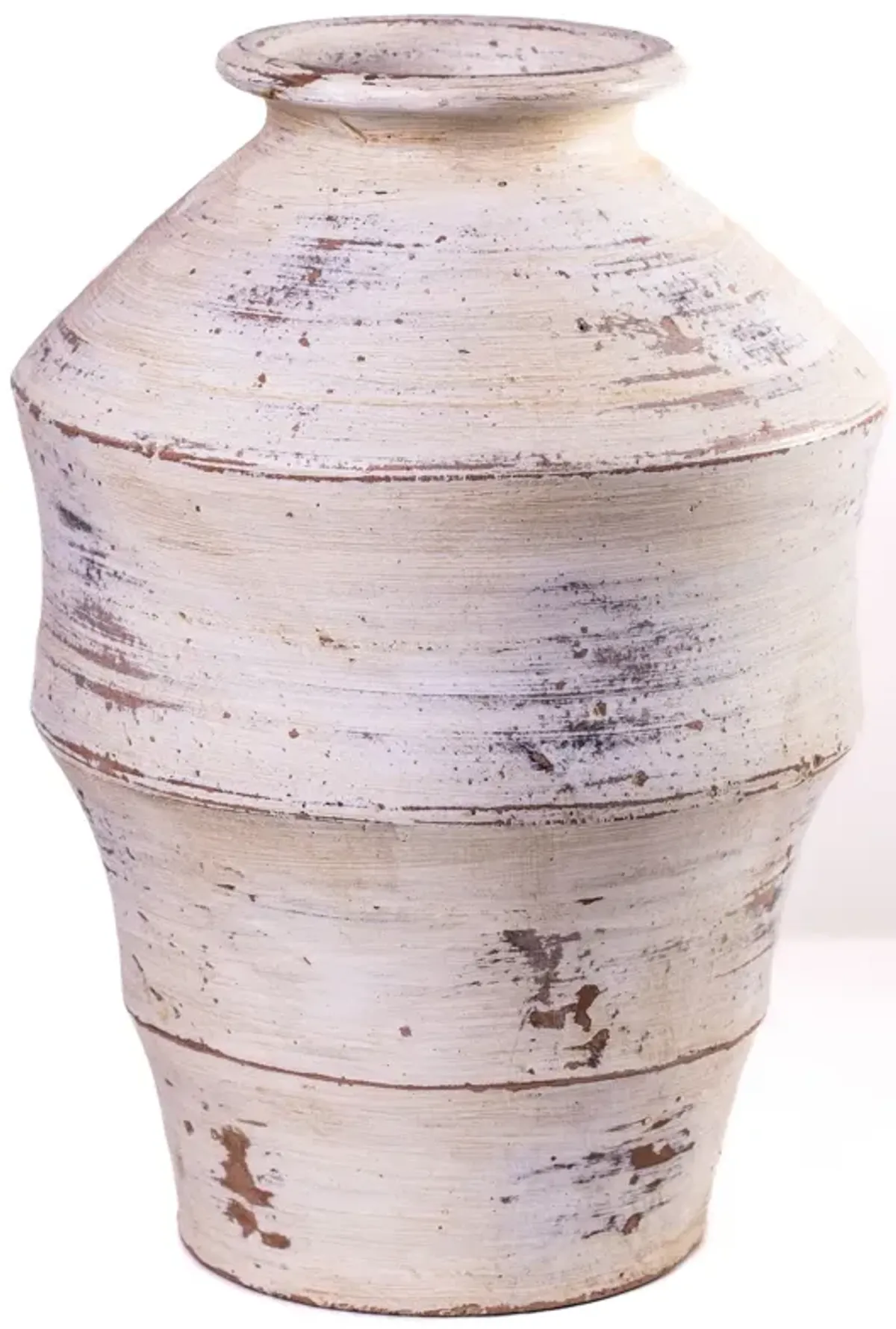 Visha Scalloped Distressed Cream Terracotta Vase