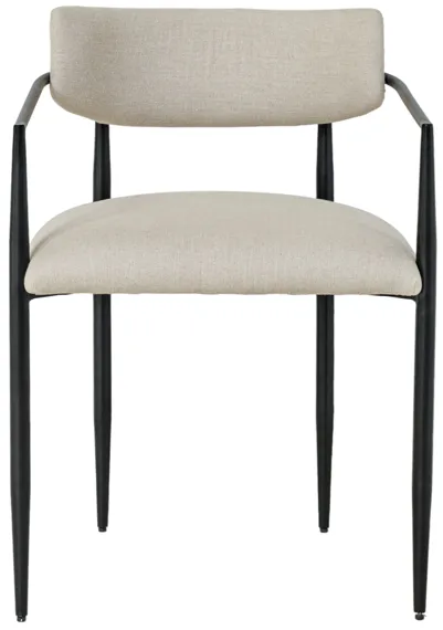 Forte Cream Linen Forged Iron Dining Chair