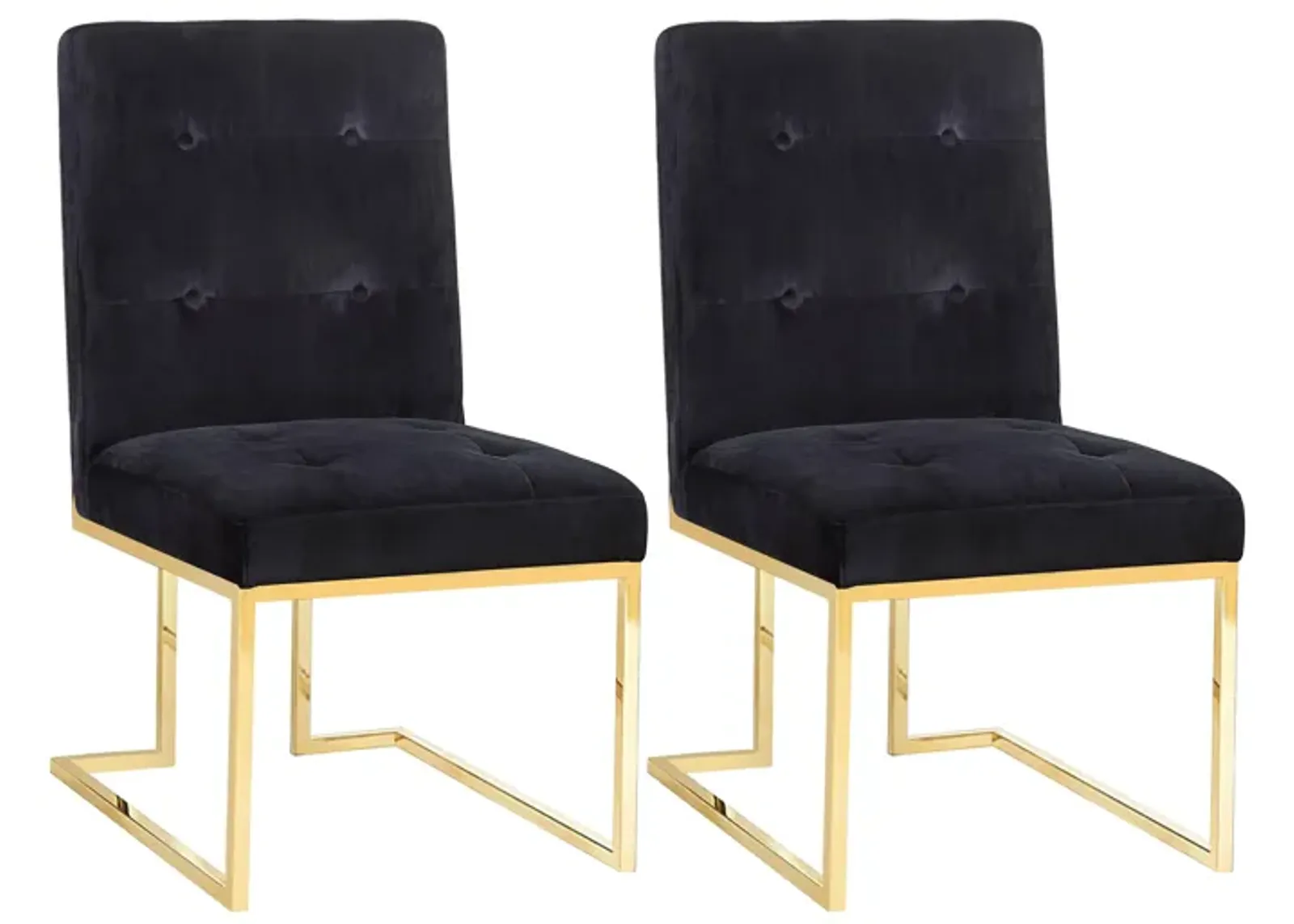 Akiko Black Velvet Chair - Set of 2