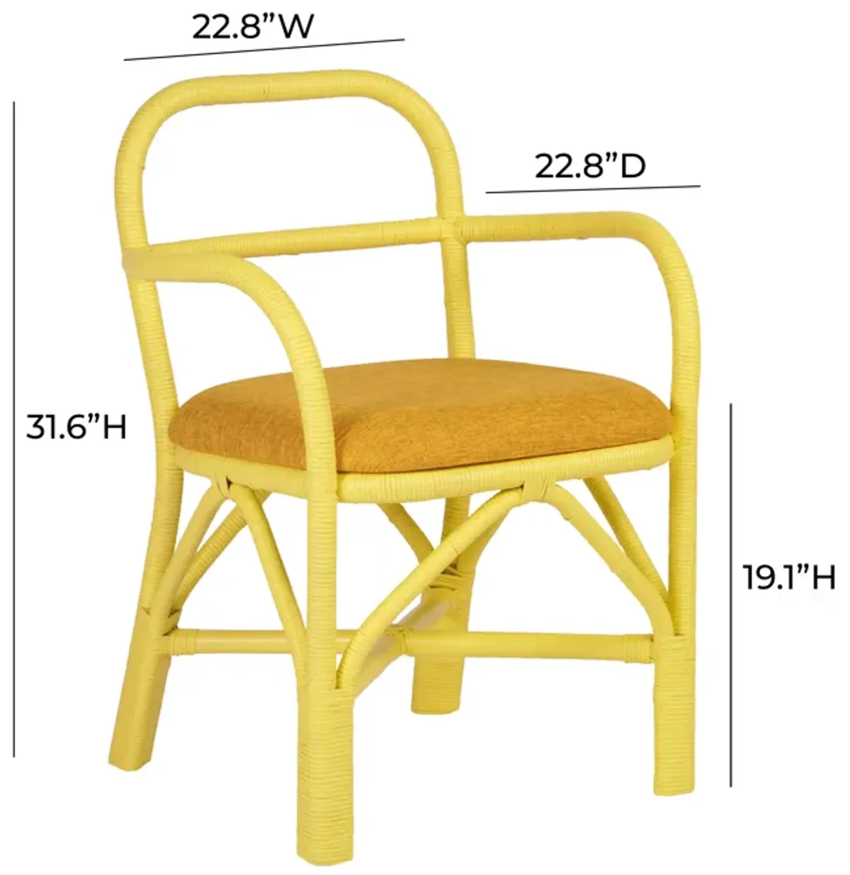 Ginny Yellow Rattan Dining Chair