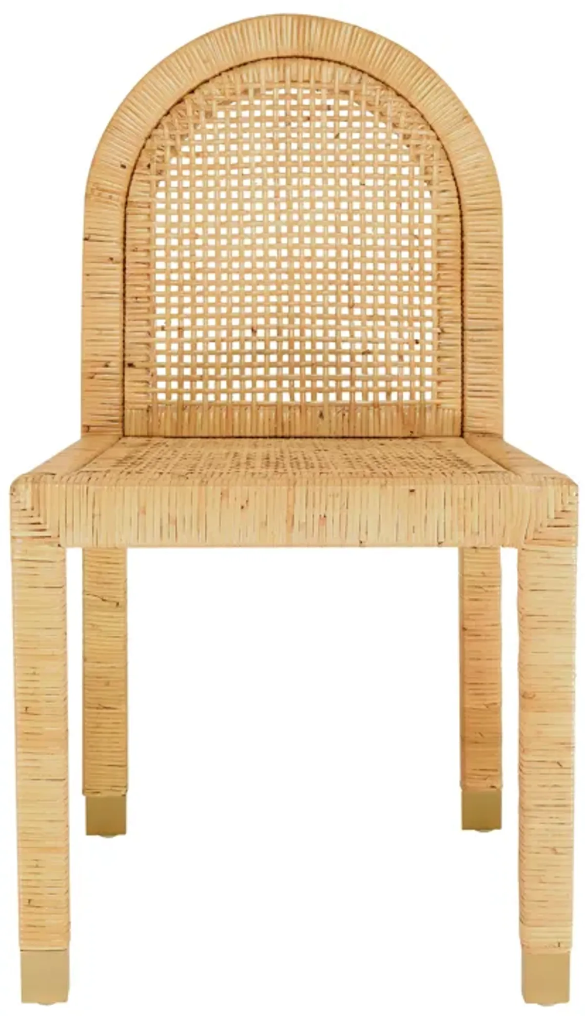 Amara Natural Rattan and Performance Fabric Arched Back Dining Chair