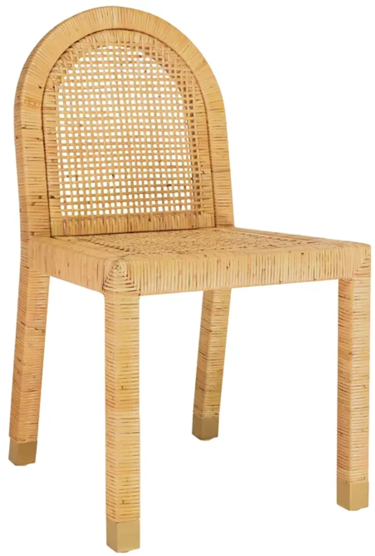 Amara Natural Rattan and Performance Fabric Arched Back Dining Chair