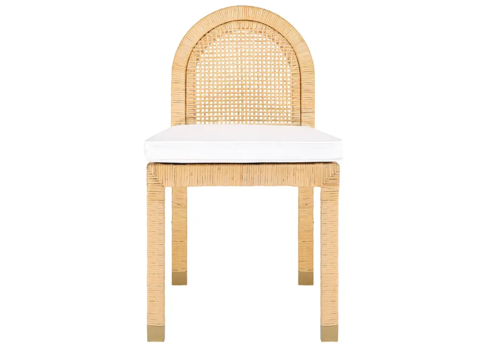 Amara Natural Rattan and Performance Fabric Arched Back Dining Chair