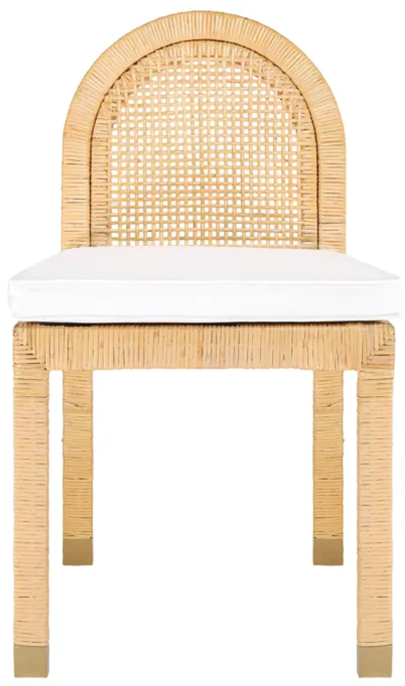 Amara Natural Rattan and Performance Fabric Arched Back Dining Chair