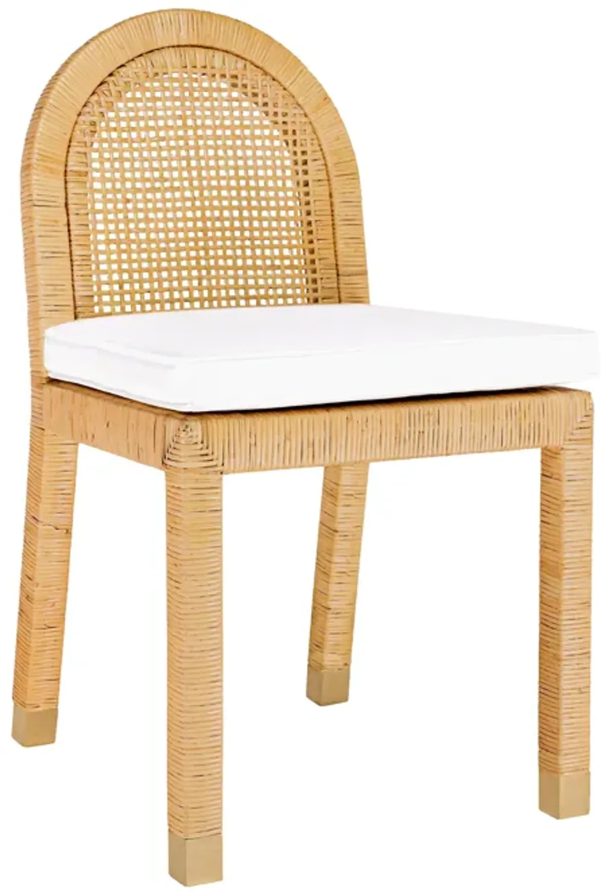 Amara Natural Rattan and Performance Fabric Arched Back Dining Chair